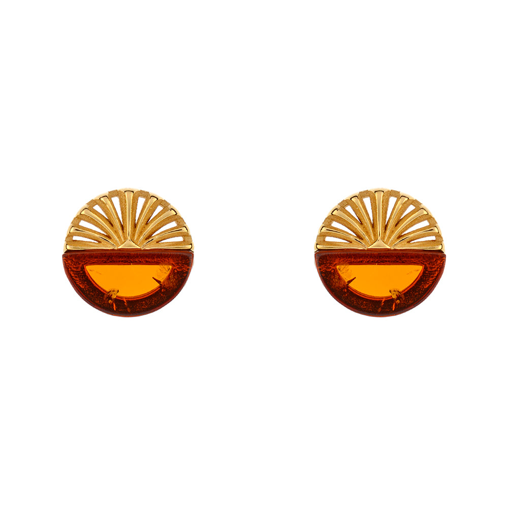 琥珀のシルバーイヤリング
