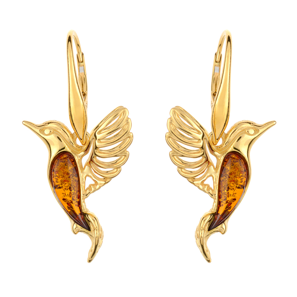 琥珀のシルバーイヤリング