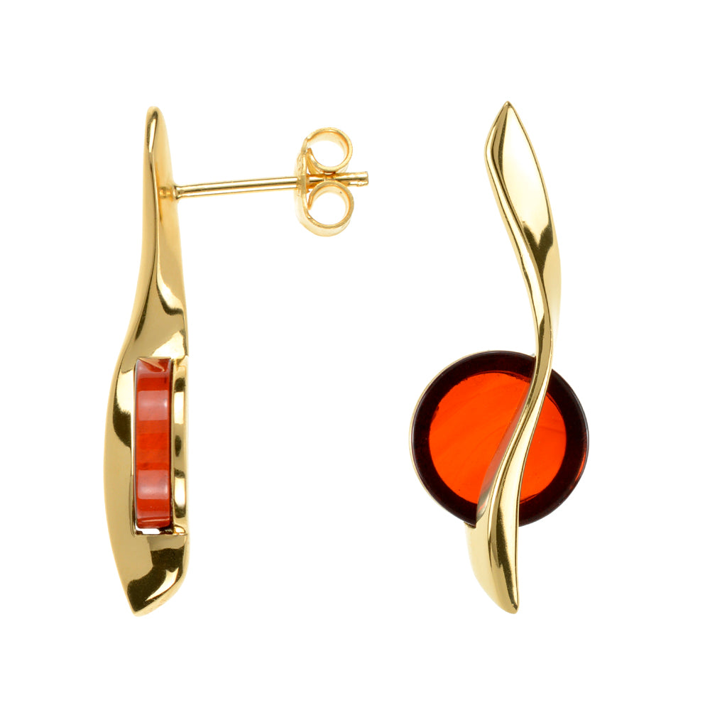 琥珀のシルバーイヤリング