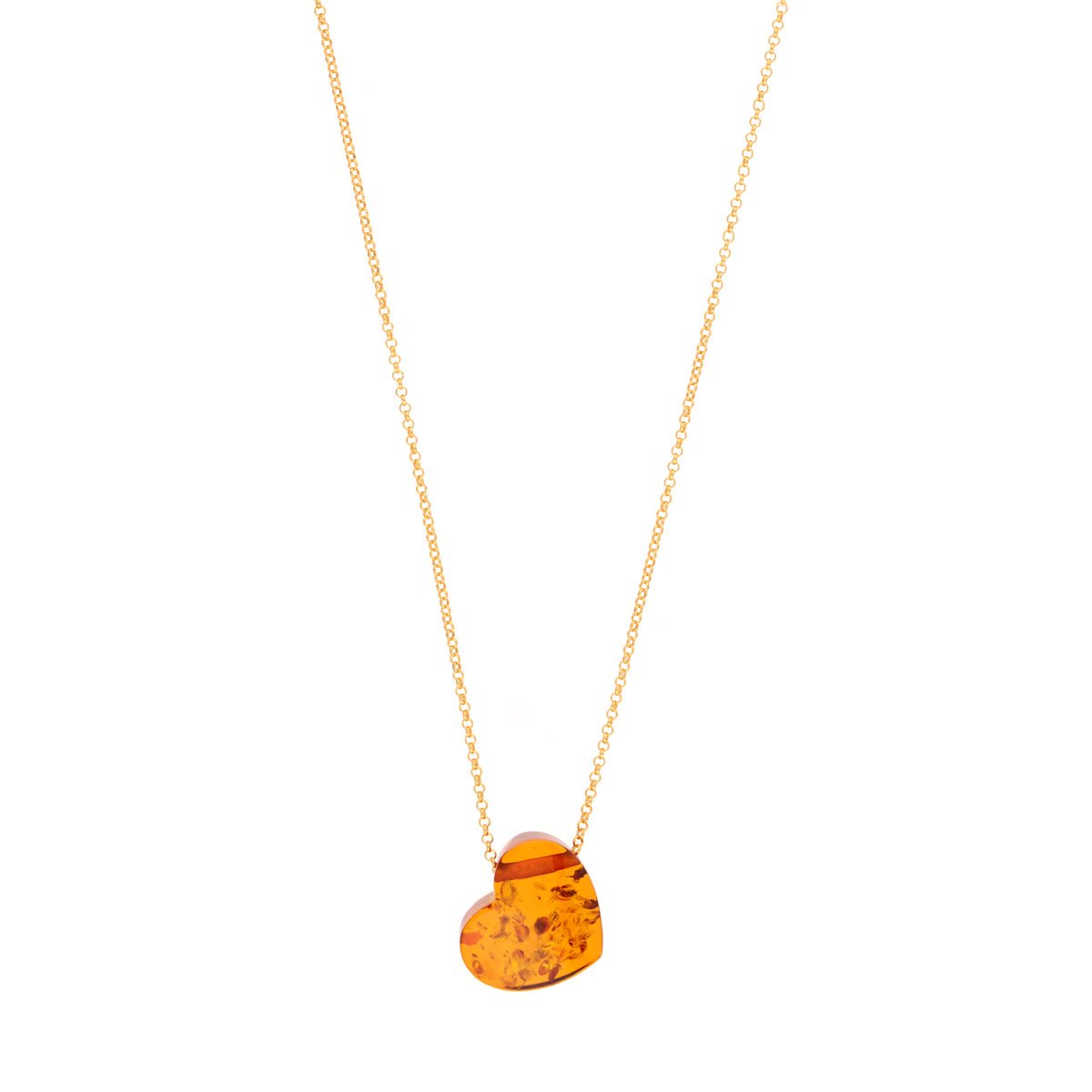 シルバーとアンバーのハートネックレス – S&A Jewellery Design