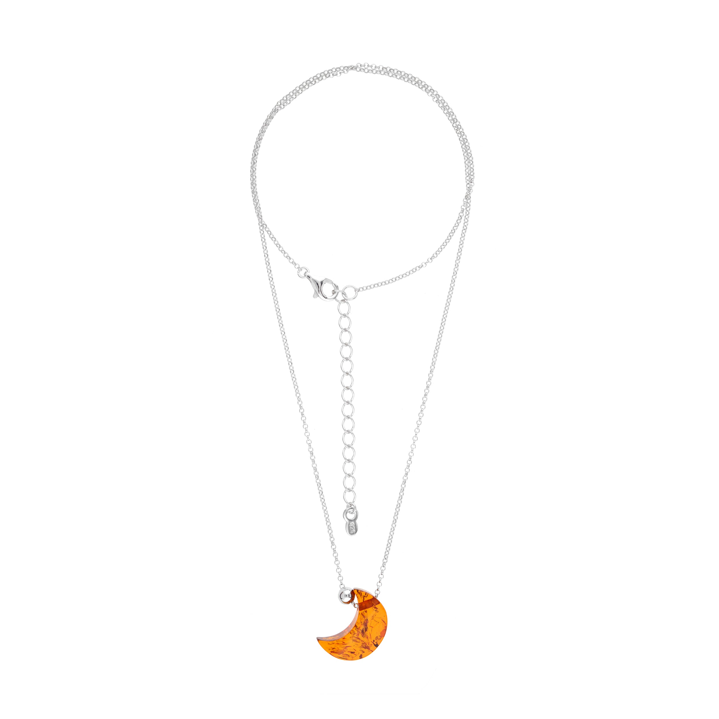 シルバーと琥珀の月のネックレス – S&A Jewellery Design