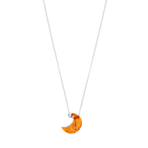 シルバーと琥珀の月のネックレス
