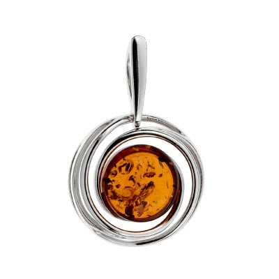 琥珀のシルバーペンダント