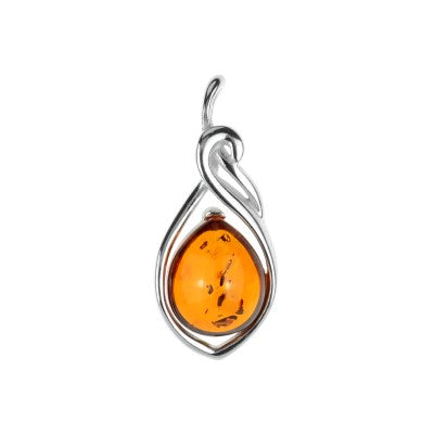 琥珀のシルバーペンダント