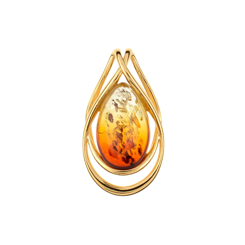 琥珀のシルバーペンダント