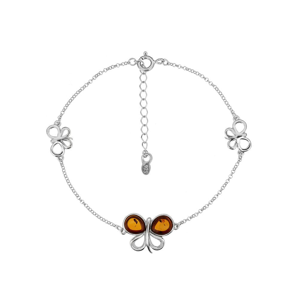 琥珀のシルバーブレスレット
