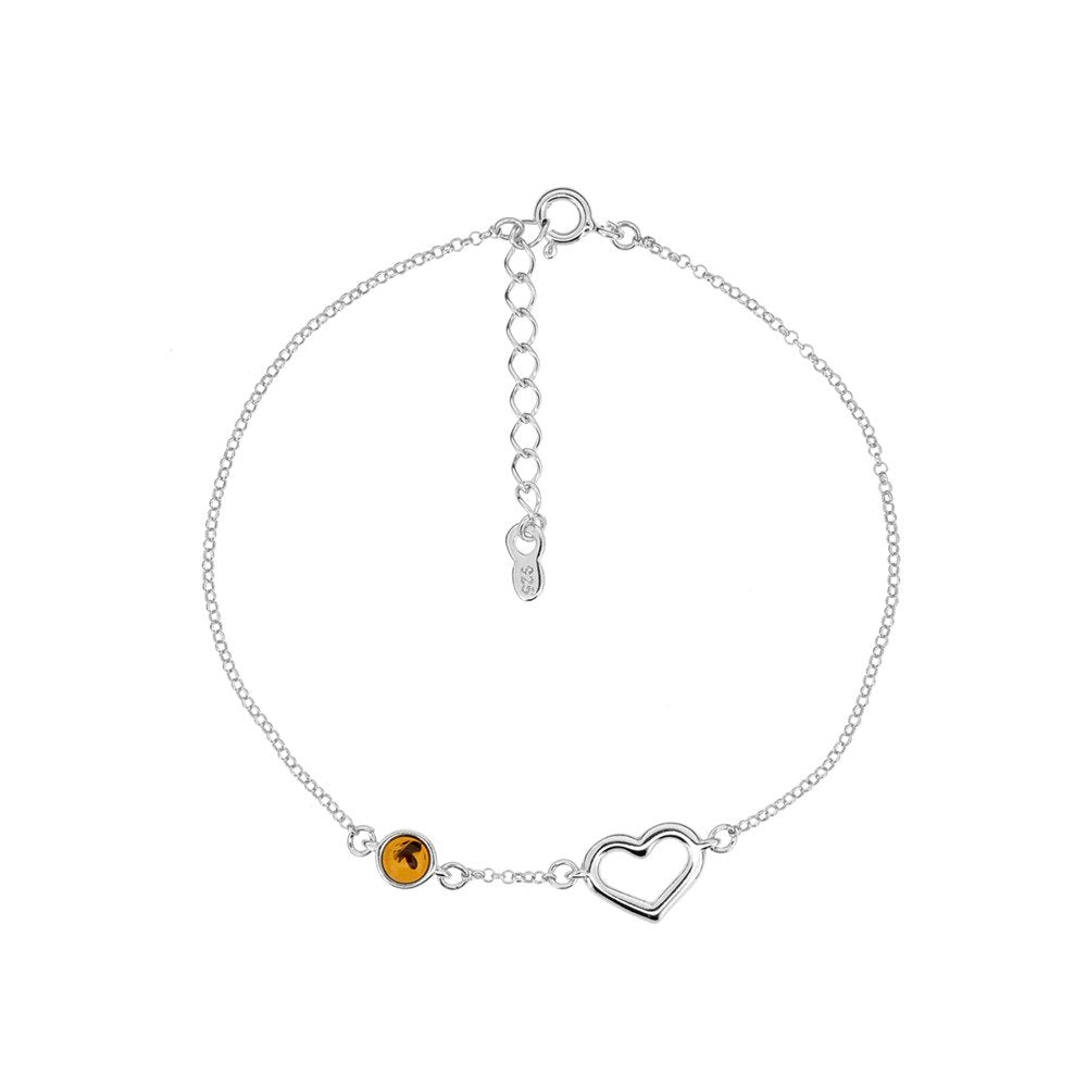 琥珀のシルバーブレスレット