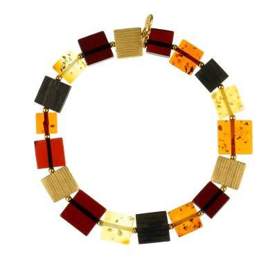 琥珀のシルバーブレスレット