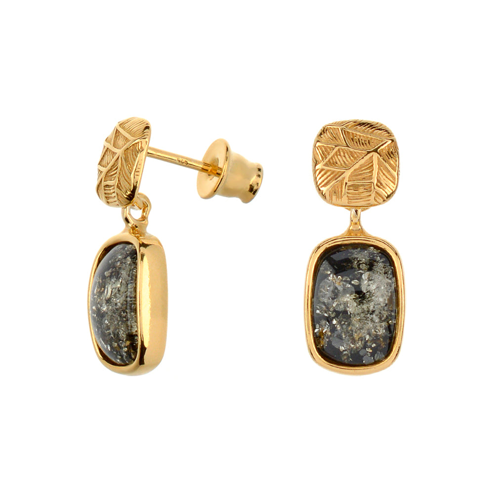 琥珀のシルバーイヤリング