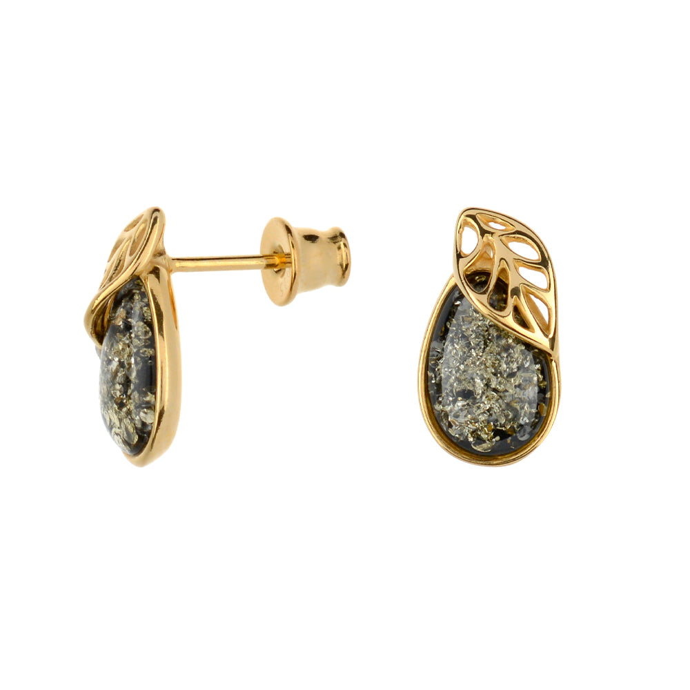 琥珀のシルバーイヤリング