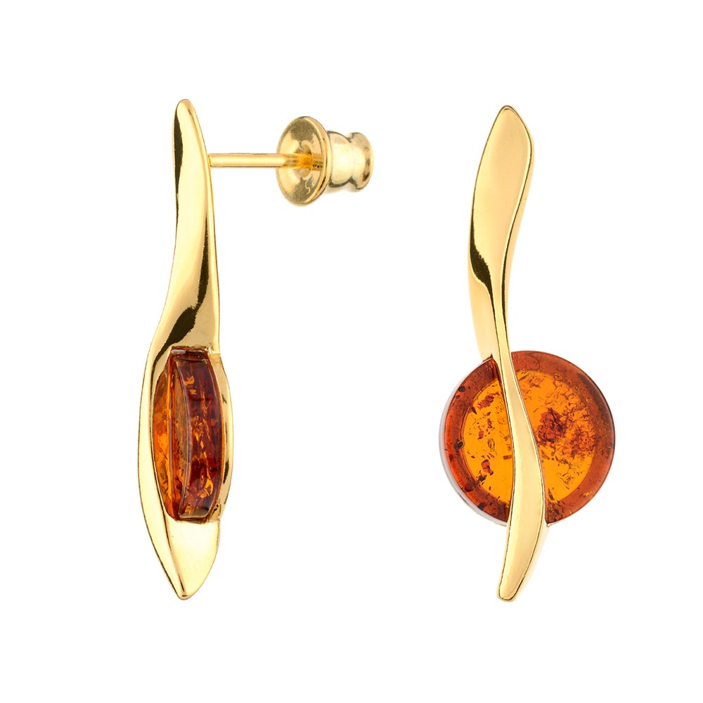 琥珀のシルバーイヤリング