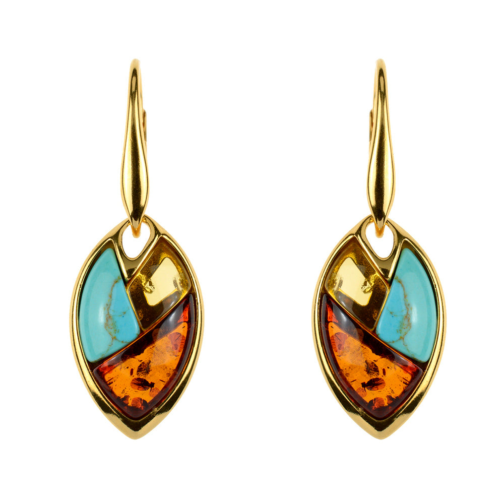 琥珀のシルバーイヤリング