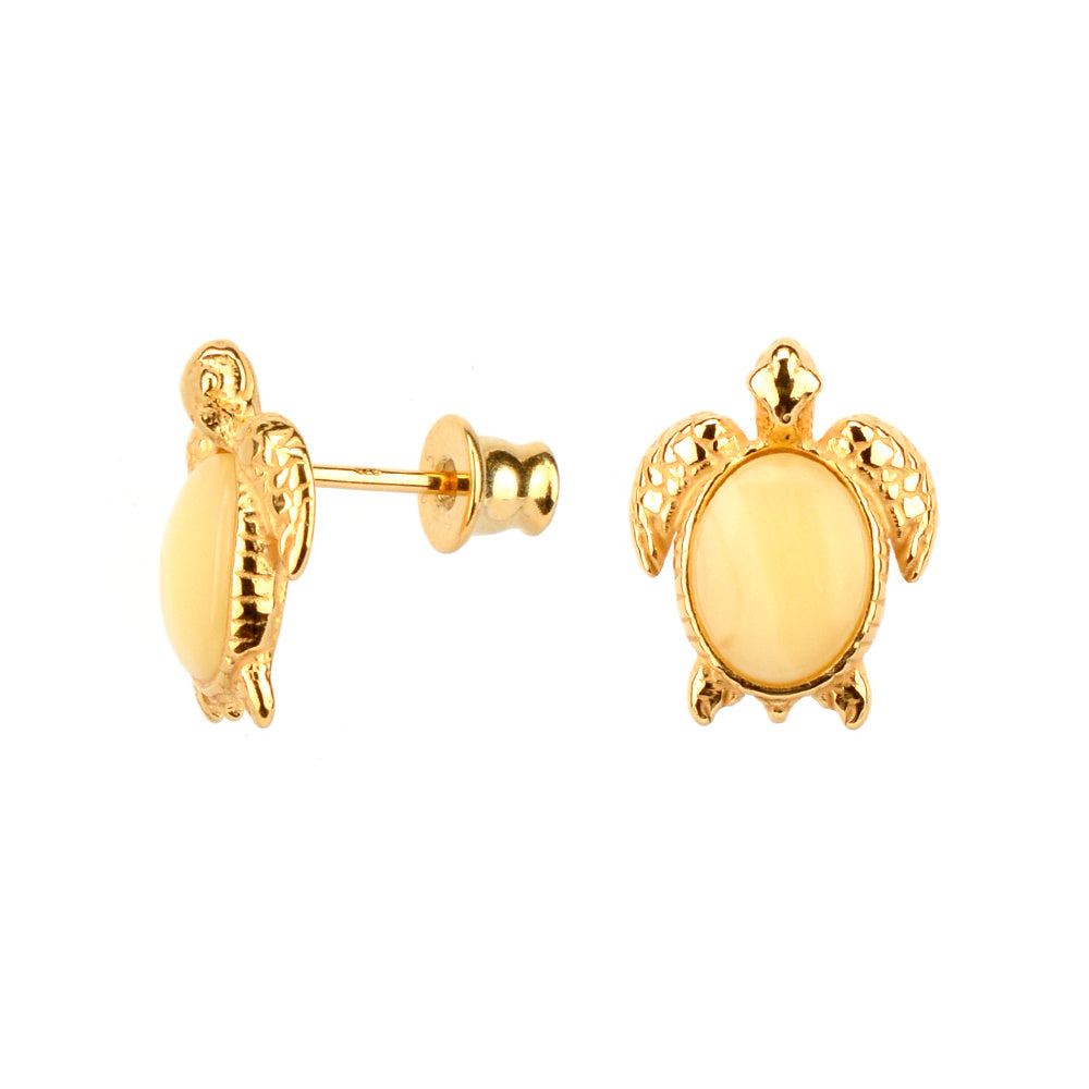 琥珀のシルバーイヤリング